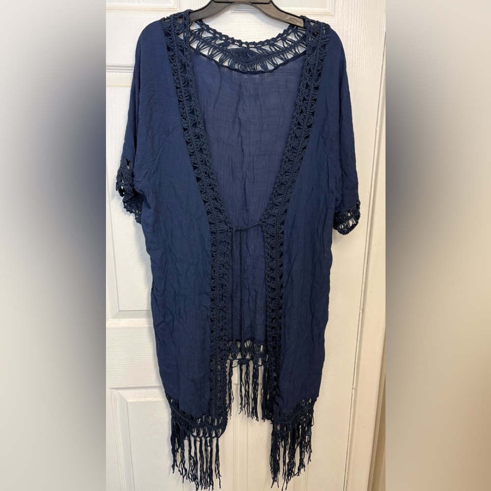 New but w/o tags Cupshe Deep Blue Crochet Swim Cover-Up size L
